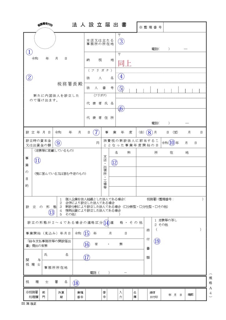 法人設立届